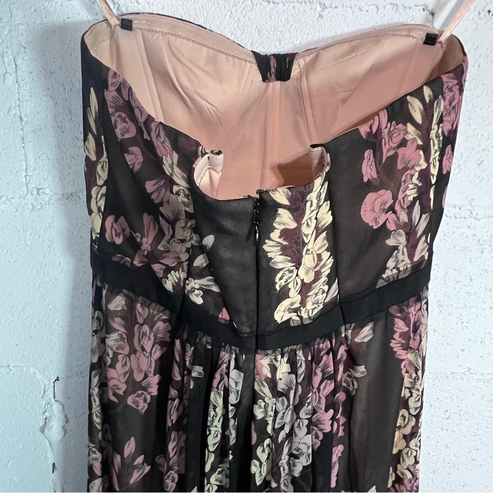 BCBG Maxazria Amber Strapless Floral Print Maxi Gown Dress- 12 - Picture 8 of 15